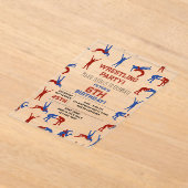 Greco Roman Freestyle Wrestling Verjaardagsfeestje Acryl Uitnodigingen (Laagn)