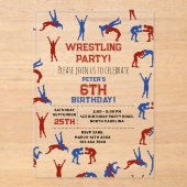 Greco Roman Freestyle Wrestling Verjaardagsfeestje Acryl Uitnodigingen (Voorkant)