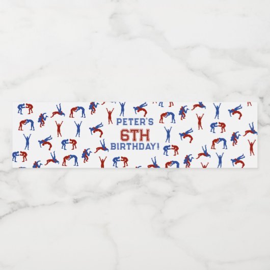 Greco Roman Wrestling Kids Verjaardagsfeestje Them Waterfles Etiket (Enkel label)