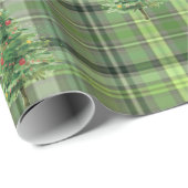 Gree  geruit,Kerstboom Vakantie Cadeaupapier (Rol Hoek)