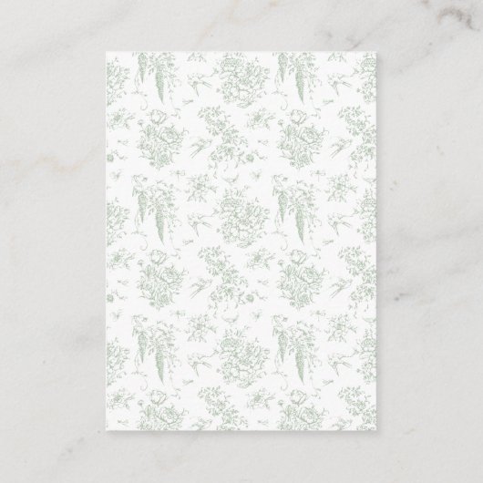 Gree Toile Floral  Vrijgezellenfeest Recept Informatiekaartje (Achterkant)