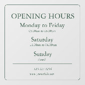 Gree Zakelijke Openingstijden Bord | Ruitsticker Raamsticker (Vel)