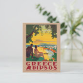 Greece Aidipsos Vintage Poster 1940s Briefkaart (Staand voorkant)