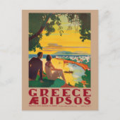 Greece Aidipsos Vintage Poster 1940s Briefkaart (Voorkant)