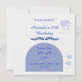 Greece Blue and White Birthday Kaart (Achterkant)