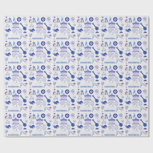 Greece Blue and White Cadeaupapier (Vlak)