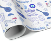 Greece Blue and White Cadeaupapier (Rol Hoek)