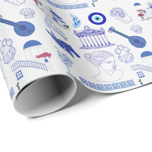 Greece Blue and White Cadeaupapier (Rol Hoek)