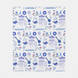 Greece Blue and White Fleece Deken