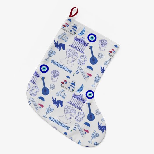 Greece Blue and White Grote Kerstsok (Voorkant (Hangend))
