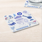 Greece Blue and White Kartonnen Onderzetters (Schuin)