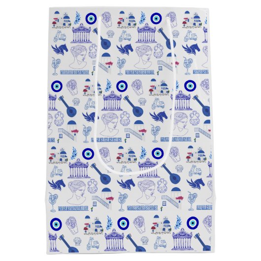 Greece Blue and White Medium Cadeauzakje (Achterkant)