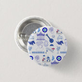 Greece Blue and White Ronde Button 3,2 Cm (Voorkant /achterkant)