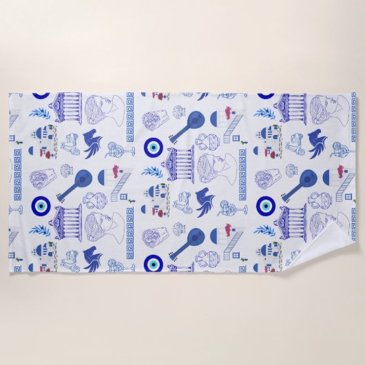 Greece Blue and White Strandlaken (Voorkant)