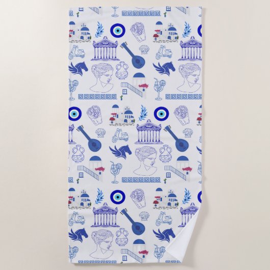 Greece Blue and White Strandlaken (Voorkant)