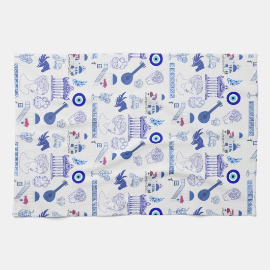 Greece Blue and White Theedoek (Horizontaal)