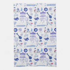 Greece Blue and White Theedoek