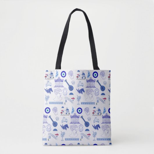 Greece Blue and White Tote Bag (Voorkant)