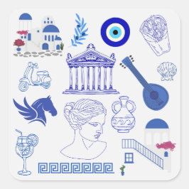 Greece Blue and White Vierkante Sticker