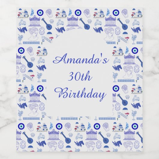 Greece Blue and White Wijn Etiket (Enkel label)