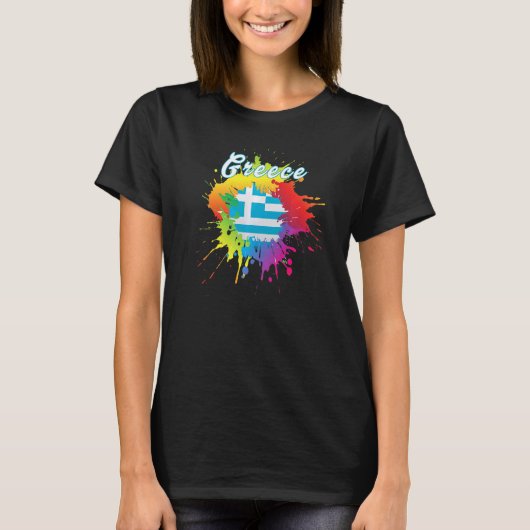 Greece Flag Gay Colorful Splash Greek Flag T-shirt (Voorkant)