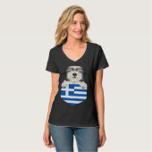 Greece Flag Polish Lowland Sheepdog Dog In Pocket T-shirt (Voorkant volledig)