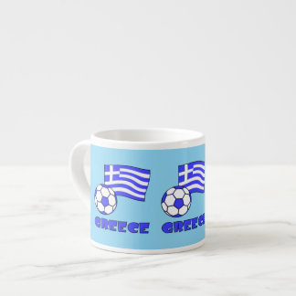 Greece Greek Flag with Soccer Ball Blue Background Espresso Kop