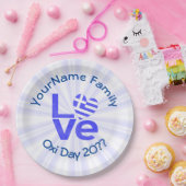 Greece Heart Flag Blue LOVE Personalized  Papieren Bordje (Feest)