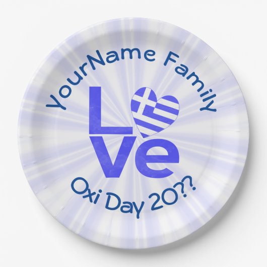 Greece Heart Flag Blue LOVE Personalized  Papieren Bordje (Voorkant)