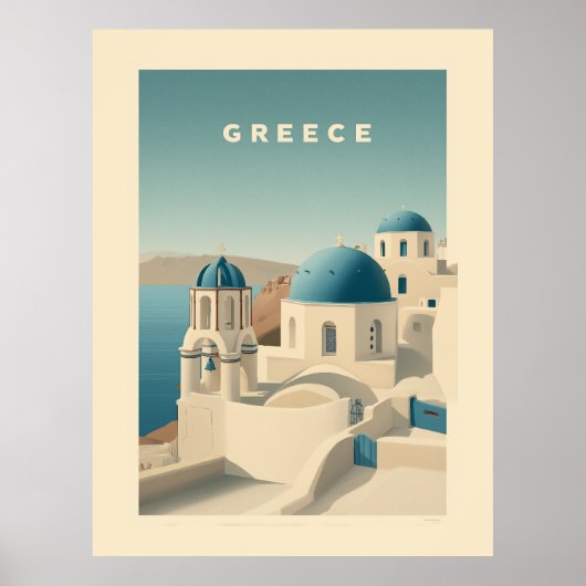 Greece Santorini Travel Poster (Voorkant)