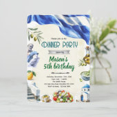 Greece Theme Dinner Party Invitation Kaart (Staand voorkant)