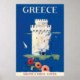 Greece Travel Poster Greek Art White Tower of Thes