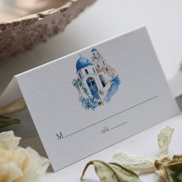 Greece Wedding Custom Watercolor Santorini Plaatskaartje