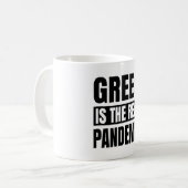 Greed is de echte pandemie koffiemok (Voorkant links)