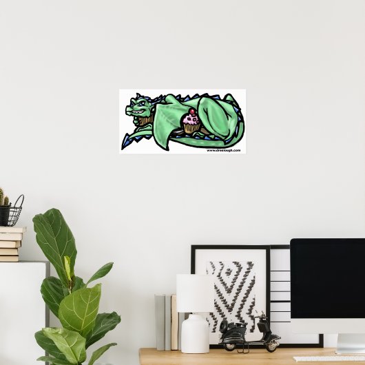 Greedy Cupcake Dragon Poster (Thuiskantoor)
