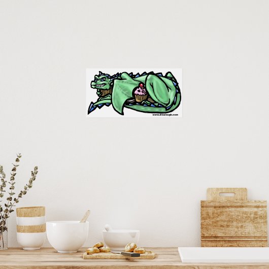 Greedy Cupcake Dragon Poster (Keuken)