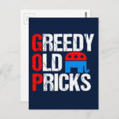 Greedy Old Pricks Funny Anti GOP Briefkaart (Voorkant / Achterkant)