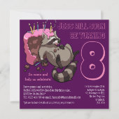 Greedy Raccoon verjaardagsfeestje taart Cartoon Kaart (Voorkant)