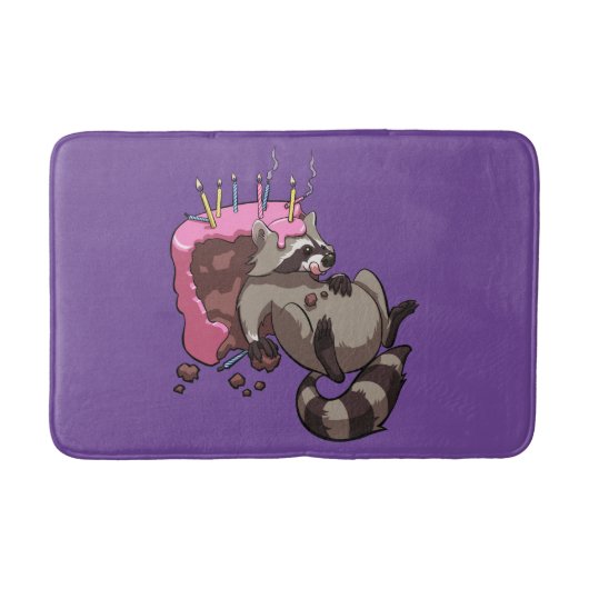 Greedy Raccoon vol met Birthday Cake Cartoon Badmat (Voorkant)