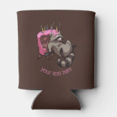 Greedy Raccoon vol met Birthday Cake Cartoon Blikjeskoeler (Achterkant)