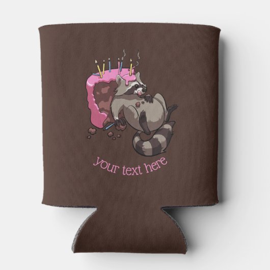 Greedy Raccoon vol met Birthday Cake Cartoon Blikjeskoeler (Achterkant)