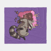 Greedy Raccoon vol met Birthday Cake Cartoon Fleece Deken (Voorkant (Horizontaal))