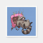 Greedy Raccoon vol met Birthday Cake Cartoon Servetten (Voorkant)