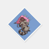 Greedy Raccoon vol met Birthday Cake Cartoon Servetten (Hoek)