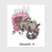 Greedy Raccoon vol met Birthday Cake Cartoon Sticker (Vel)