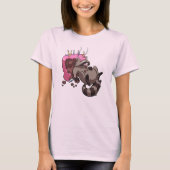 Greedy Raccoon vol met Birthday Cake Cartoon T-shirt (Voorkant)