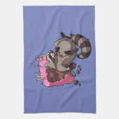 Greedy Raccoon vol met Birthday Cake Cartoon Theedoek (Verticaal)