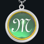 Greeen Jade Gem Monogram Zilver Vergulden Ketting<br><div class="desc">Elegant en uniek ontwerp met edelsteen. Zeer nauwkeurige modellering en rendering van verpleegkundigen in 3D Studio Max door Bulgan Lumini.Part uit de serie Hyper Talismans.</div>