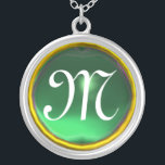 Greeen Jade Gem Monogram Zilver Vergulden Ketting<br><div class="desc">Elegant en uniek ontwerp met edelsteen. Zeer nauwkeurige modellering en rendering van verpleegkundigen in 3D Studio Max door Bulgan Lumini.Part uit de serie Hyper Talismans.</div>