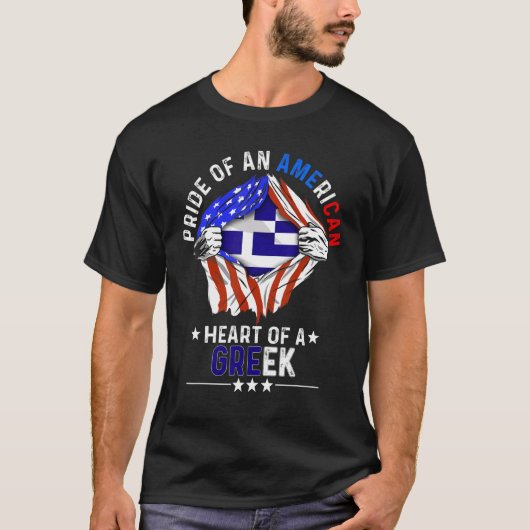 Greek American America Pride Foreign Country Greec T-shirt (Voorkant)